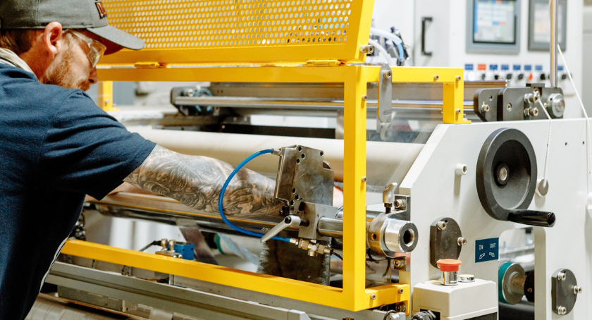 A Steinhauser employee working on the company's seamer.